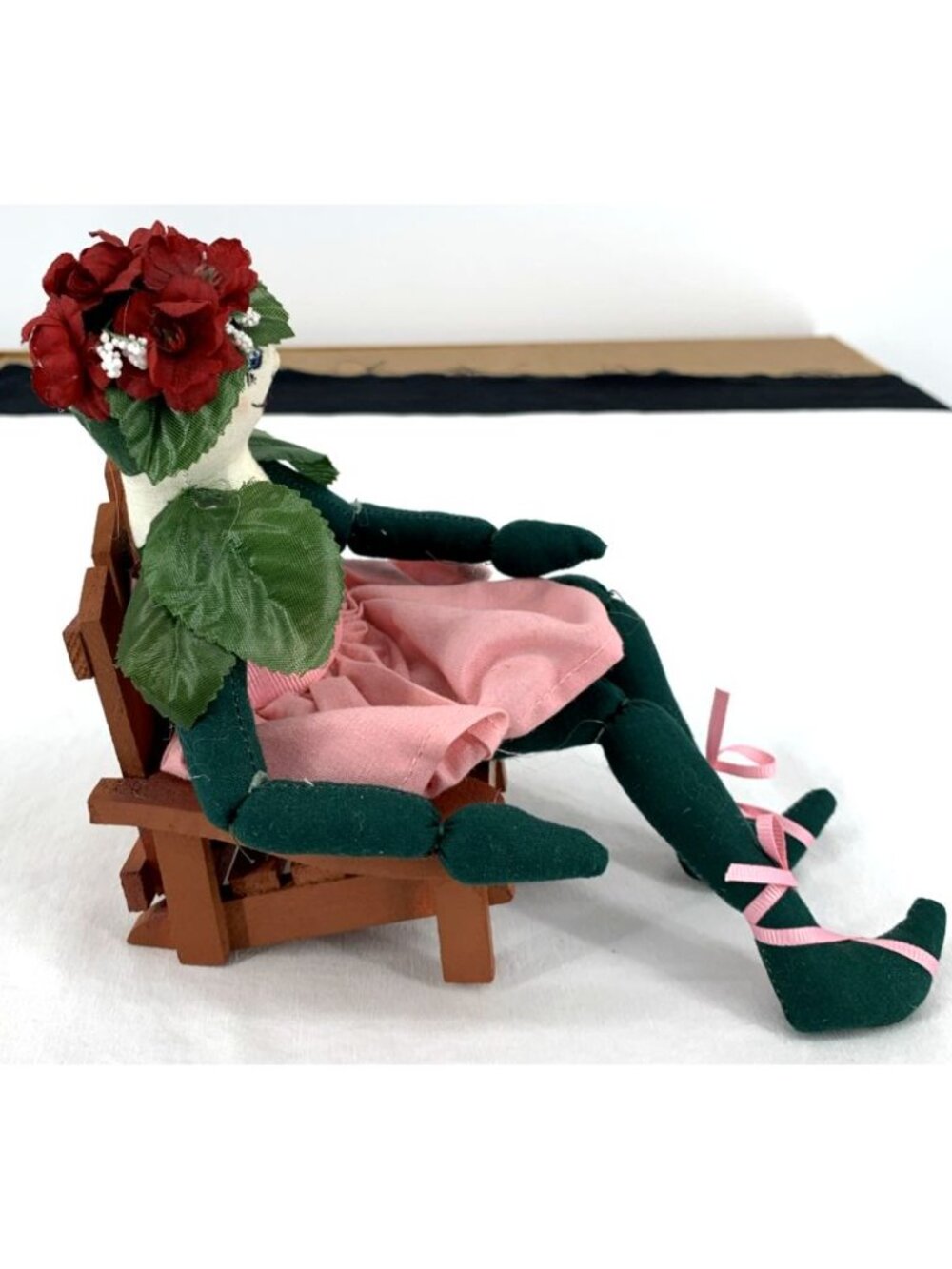 Joe Spencer Piper Petal Doll Seated in Chair Cloth Body 9" Long - Picture 6 of 7